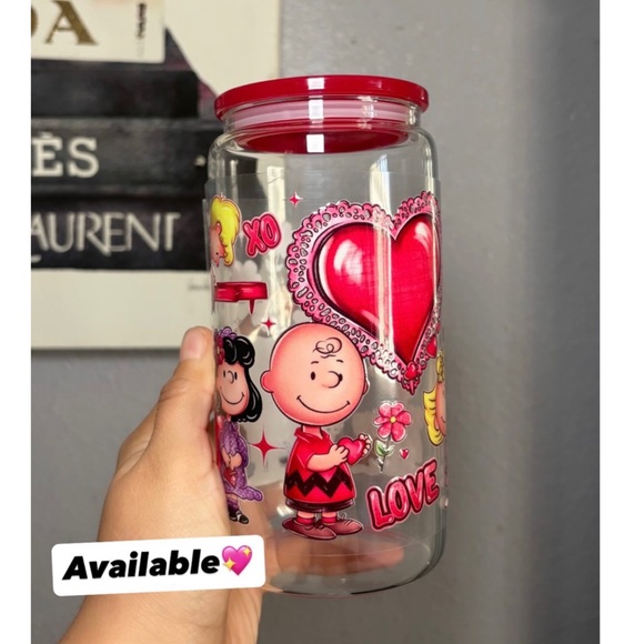 Handmade Other - Peanuts cartoon characters valentines 16oz cup